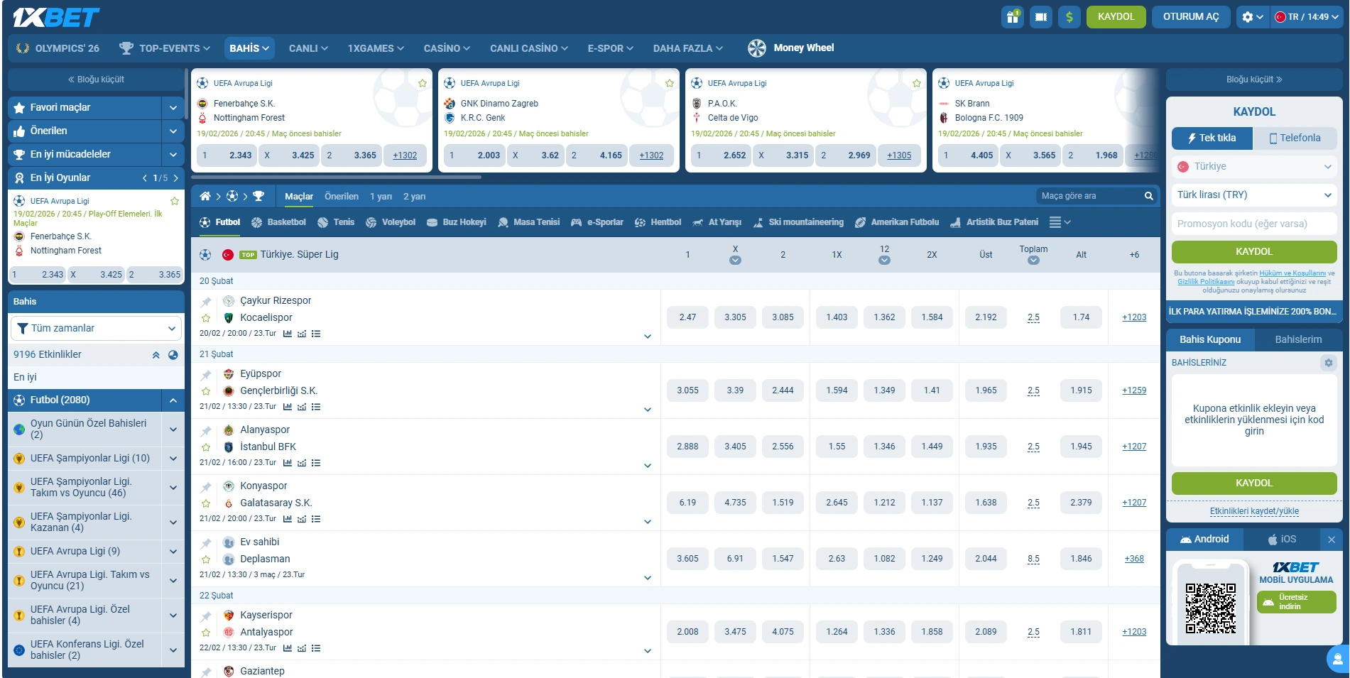 Türkiye Süper Ligi bahis ana sayfası